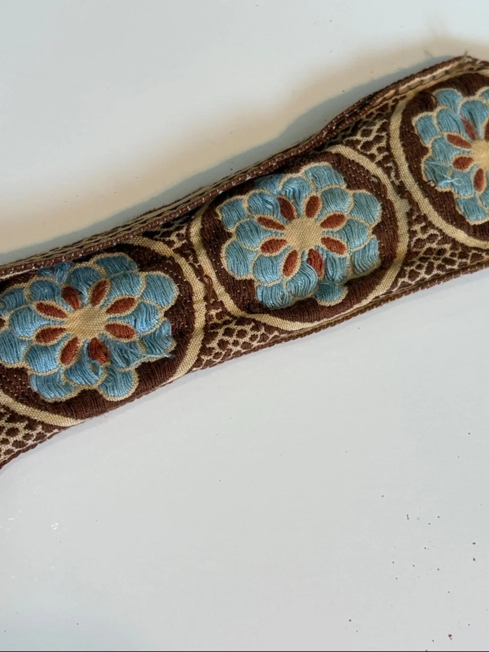 Hadley Pollet Embroidered Floral Belt - Pink Blue Flowers - Approx M/L